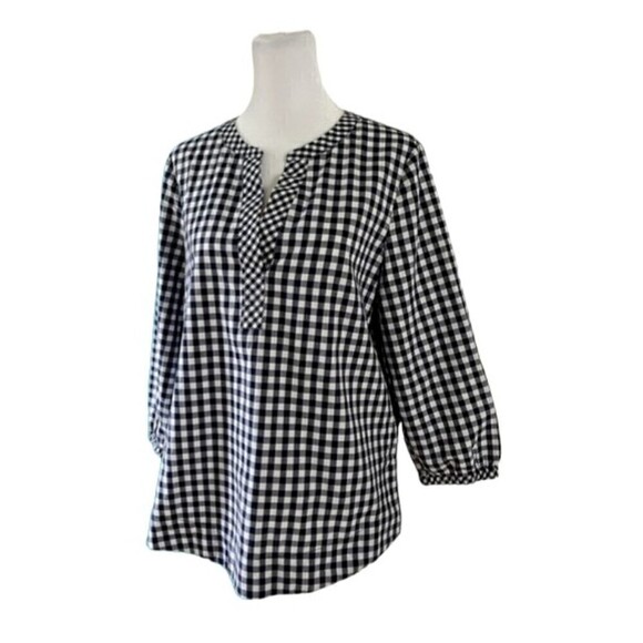 Vineyard Vines Mixed Gingham Tie Sleeve Blouse Size Small - Picture 4 of 9